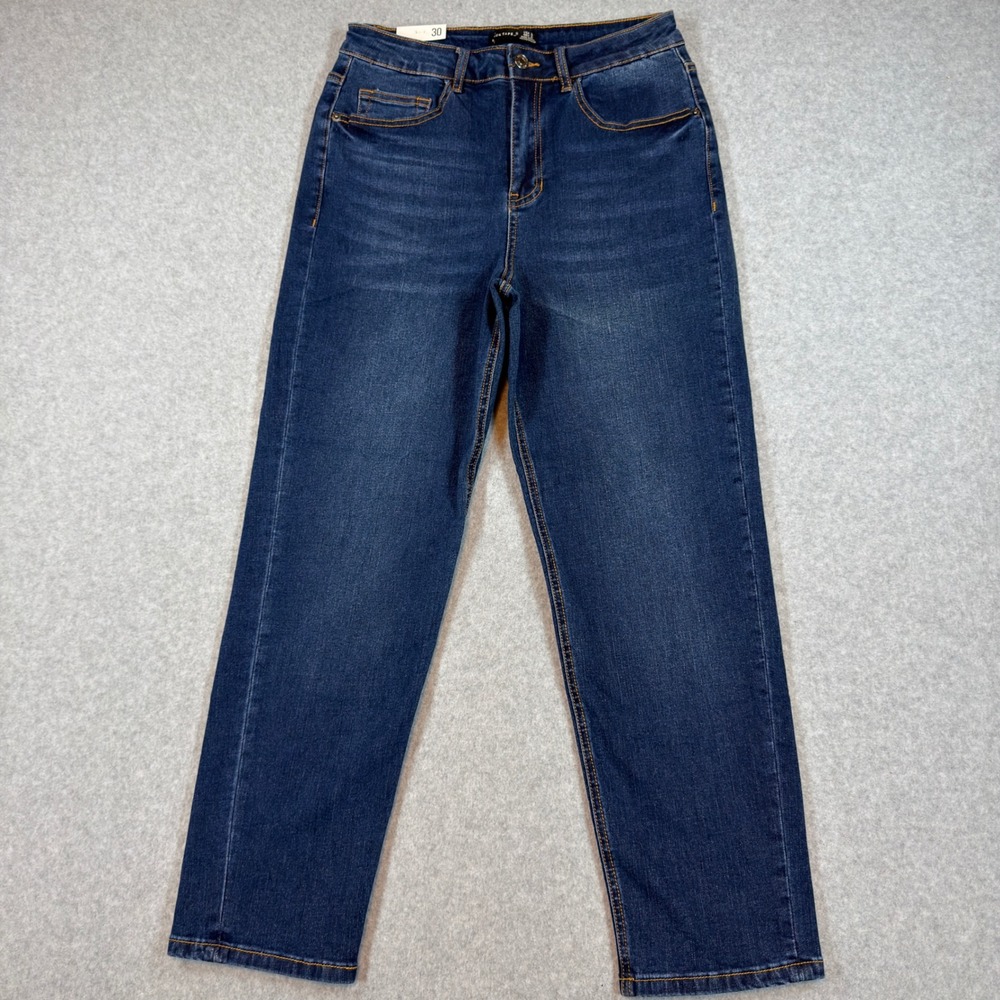 Black Tape Jeans Women 30 Blue High Rise Slim Straight Stretch Denim